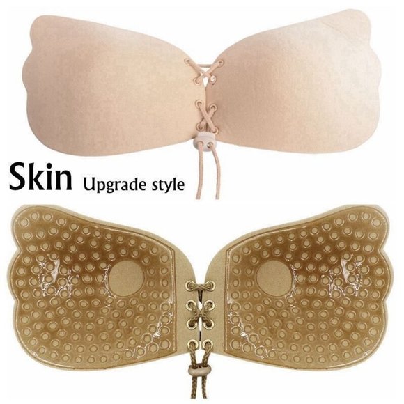 Women's Self-Adhesive Invisible Bra White/Beige Strapless Backless Push Up Bra B - Picture 12 of 14